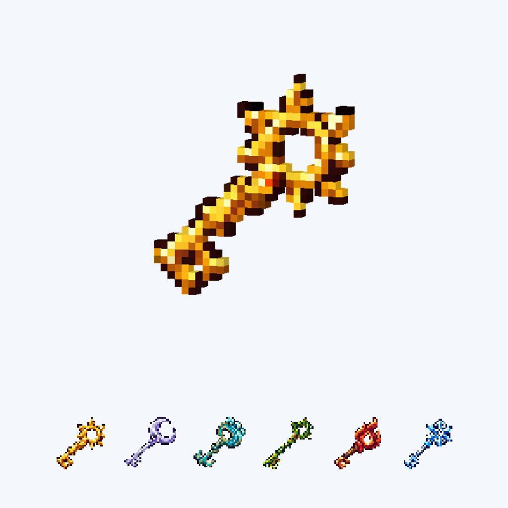 Runentor-Schlüssel und Siegel — Pixel-Item-Paket