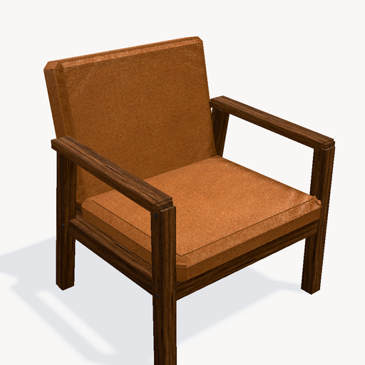 Cognacfarbener Leder-Café-Loungesessel — Vorschau des 3D-Modells