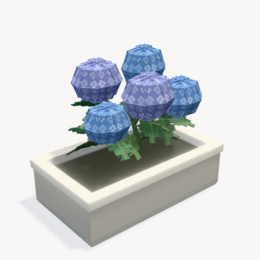 수국 거리 화분 — 3D 모델 미리보기